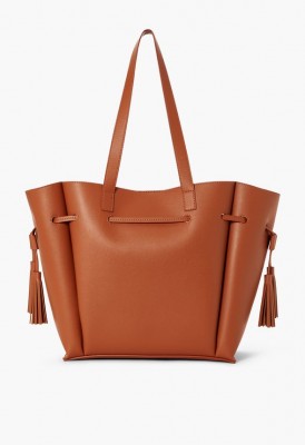 L. Tie Around Tassel Tote - Cognac