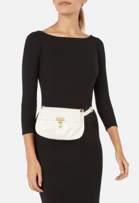 L. Turnlock Convertible Crossbody Bag - White Croc