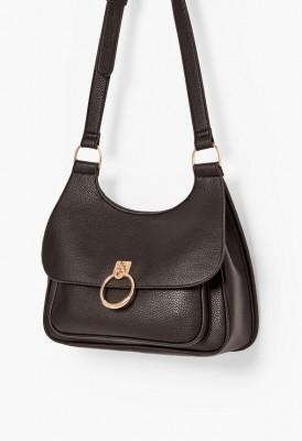 L. Staying True Front Flap Shoulder Bag - Black