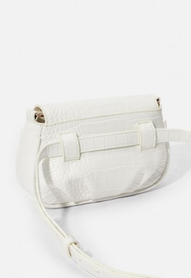 L. Turnlock Convertible Crossbody Bag - White Croc