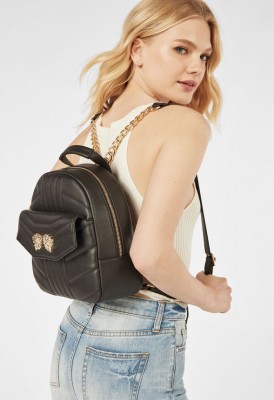 L. Lion Quilted Backpack - Black