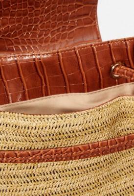 L. Mixed Media Backpack - Cognac Multi