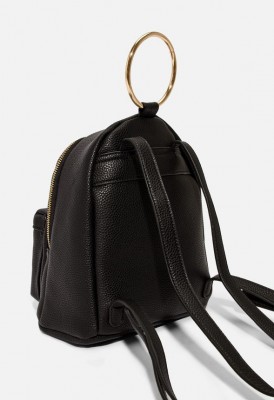 L. Ring Handle Backpack - Black