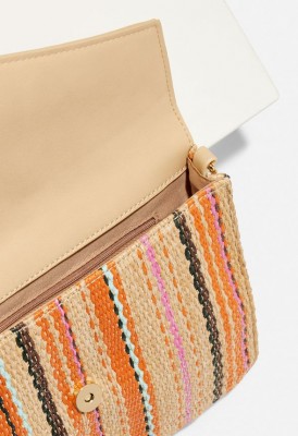 L. Straw Clutch with Tassel - Multi Stripe