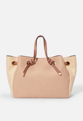 L. Knotted Handle Colorblock Tote - Mauve Multi